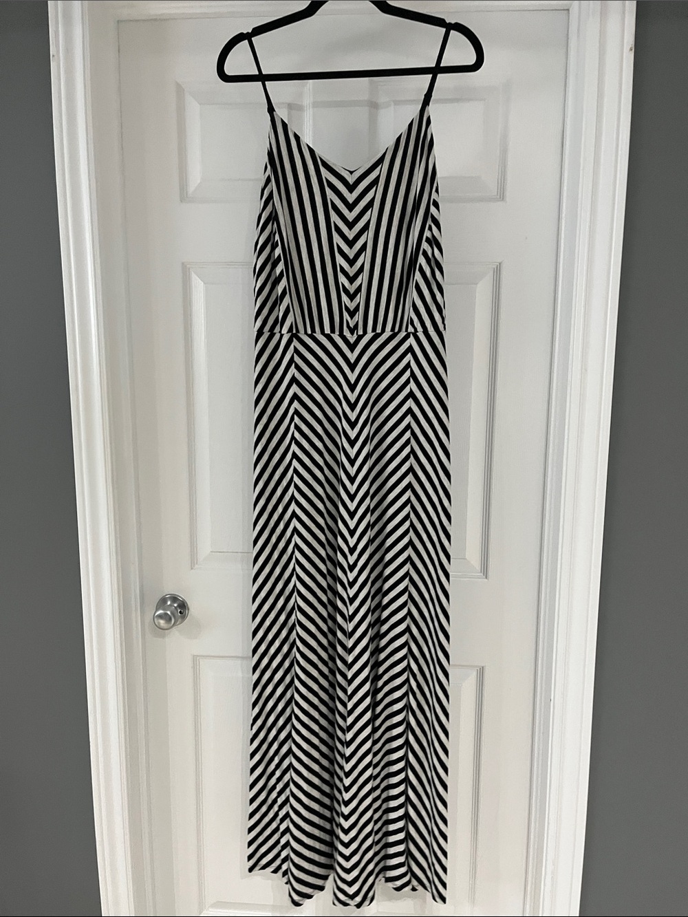 Revolution Black and White Chevron Striped Maxi Dress